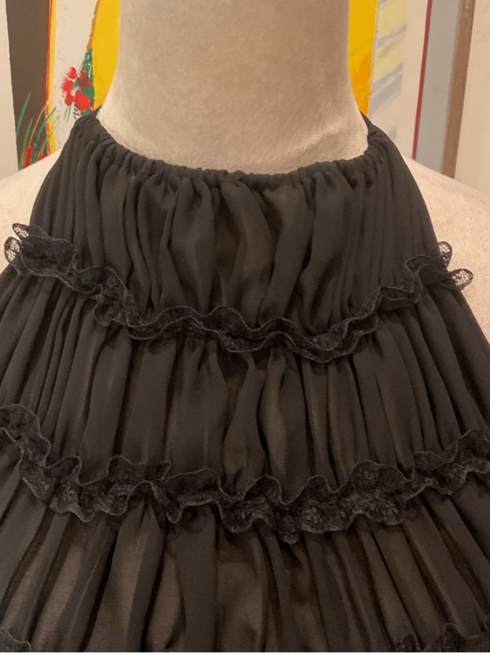 Black Sheer Tiered Maxi Skirt - Picture 3 of 16